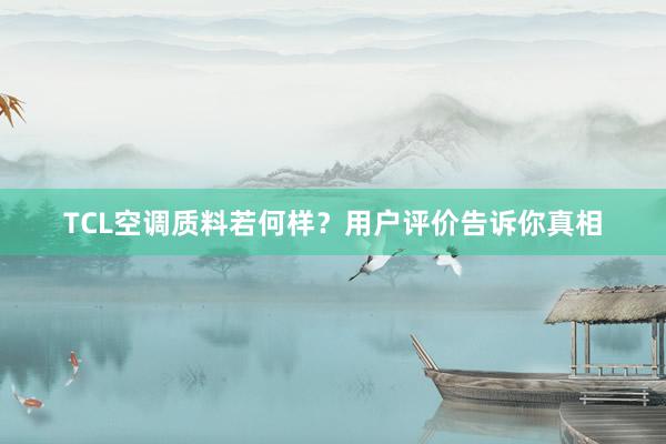TCL空调质料若何样？用户评价告诉你真相