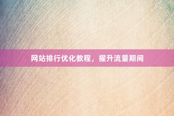 网站排行优化教程，擢升流量期间