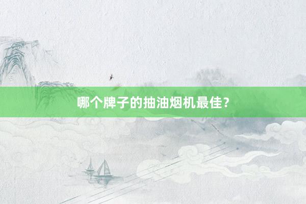 哪个牌子的抽油烟机最佳？